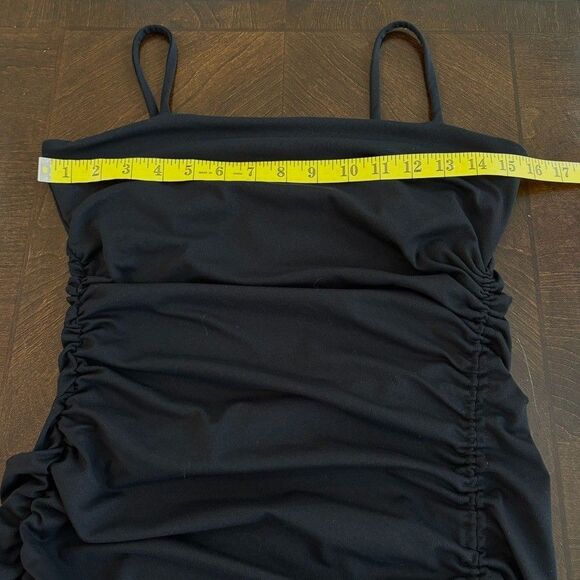 Susana Monaco Black Thin Strap Ruched Side Slit Dress Size M Party Cocktail Sexy - Picture 9 of 10